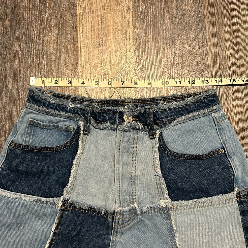 Wild Fable Patchwork Checkered Shorts Size 6 Women’s Jean Raw Hem Shorts - Picture 4 of 8